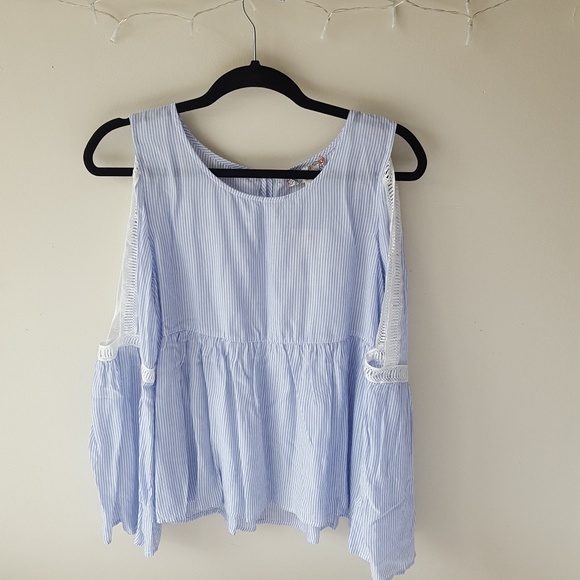 Pink Rose Tops - Pink Rose Shoulder Cutout Babydoll Blouse